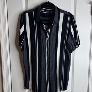 Men's Black and White Striped Shirt